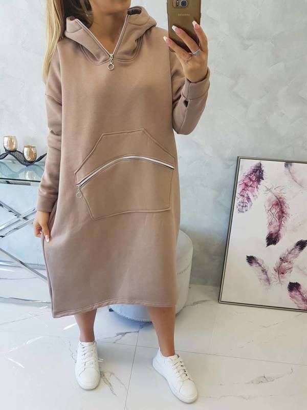 #trendy zateplené šaty s kapucňou 9386