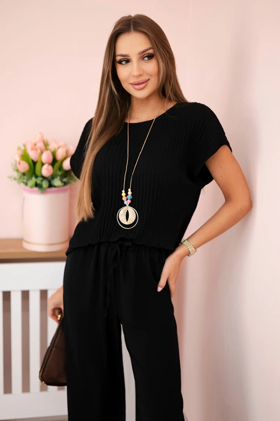 #trendy elegantný komplet, nohavice+plisovaná blúzka, 5444, KESI