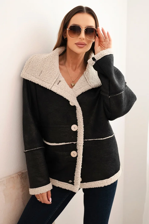 #trendy zimná bunda s kožušinou 5743, KESI