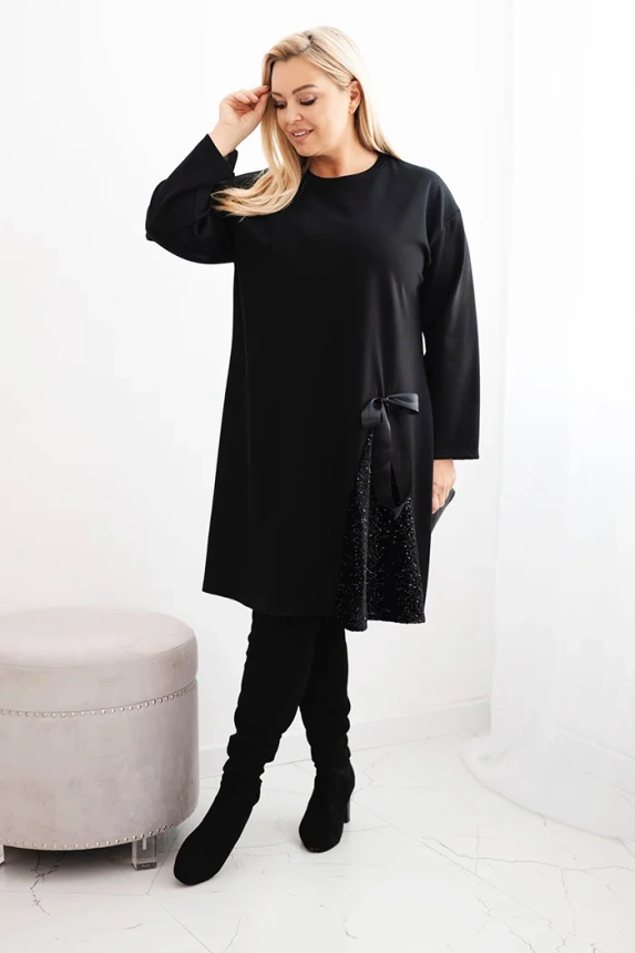 #trendy šaty Plus Size s ozdobnou vsadkou z flitrov 25748, KESI