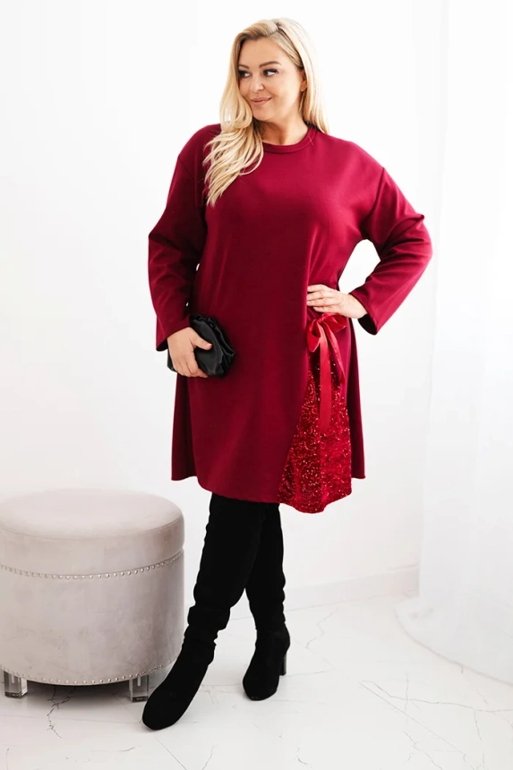 #trendy šaty Plus Size s ozdobnou vsadkou z flitrov 25748, KESI