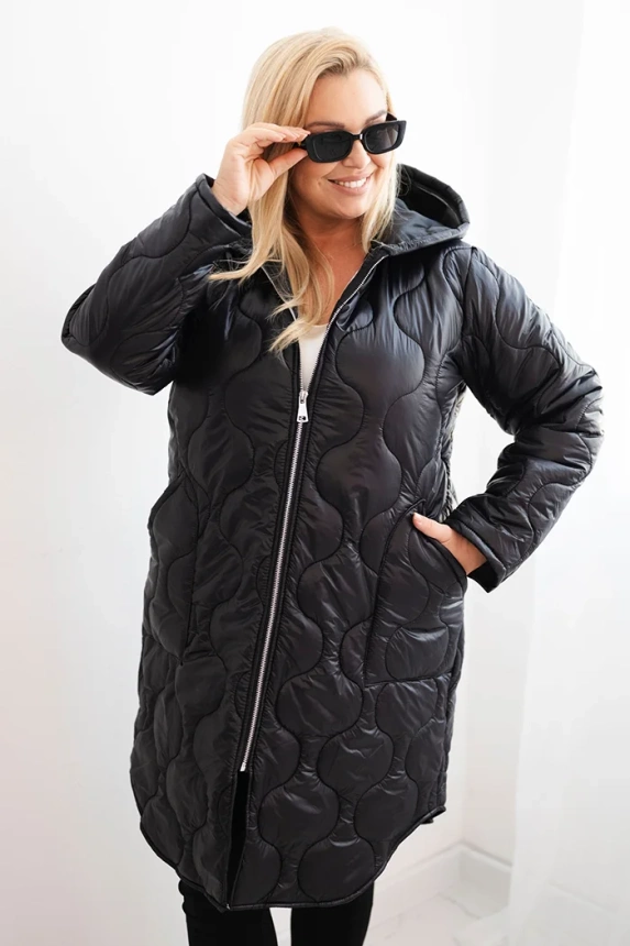 #trendy zimná prešívaná bunda Plus Size s kapucňou 5343, KESI