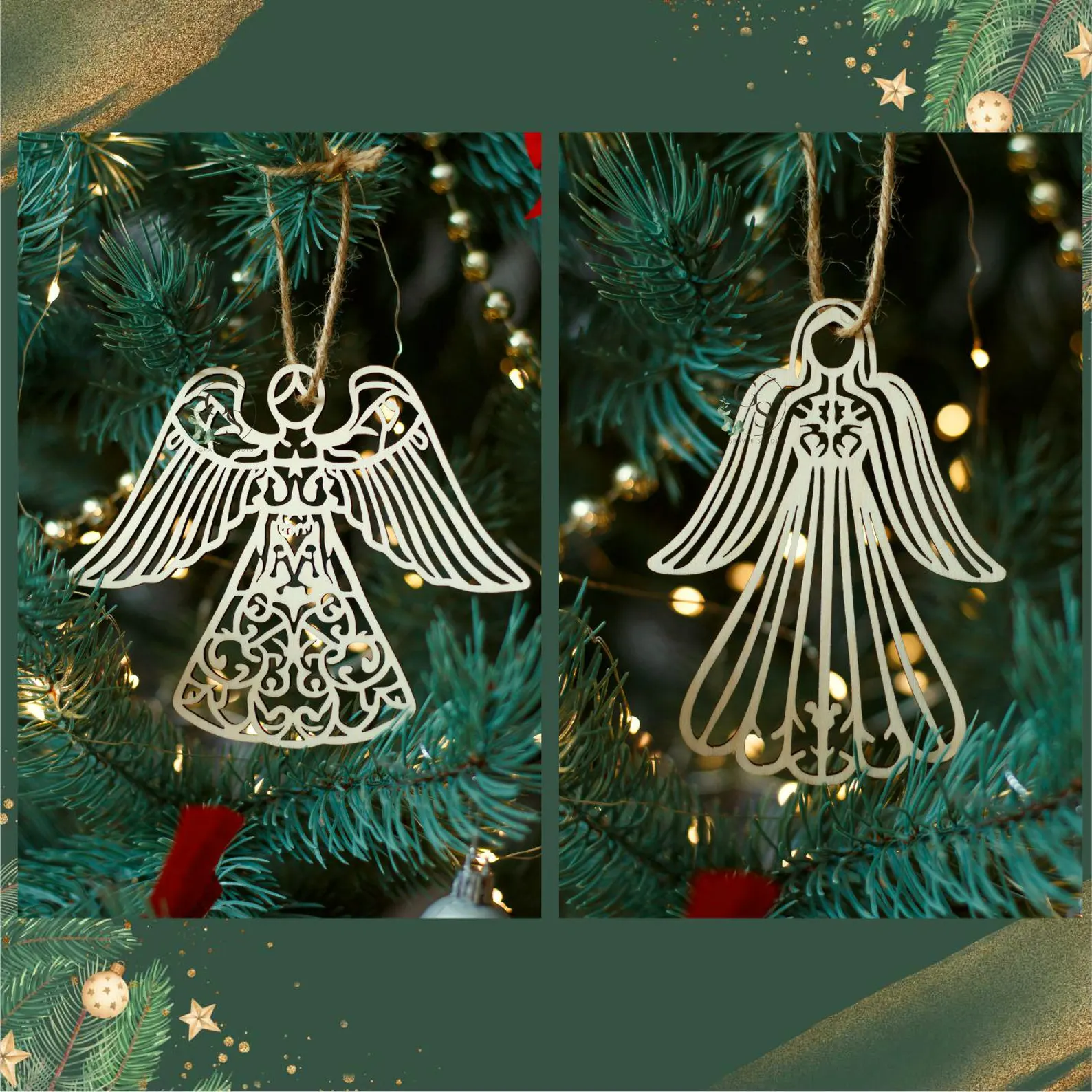 Vianočná ozdoba z dreva, 2ks