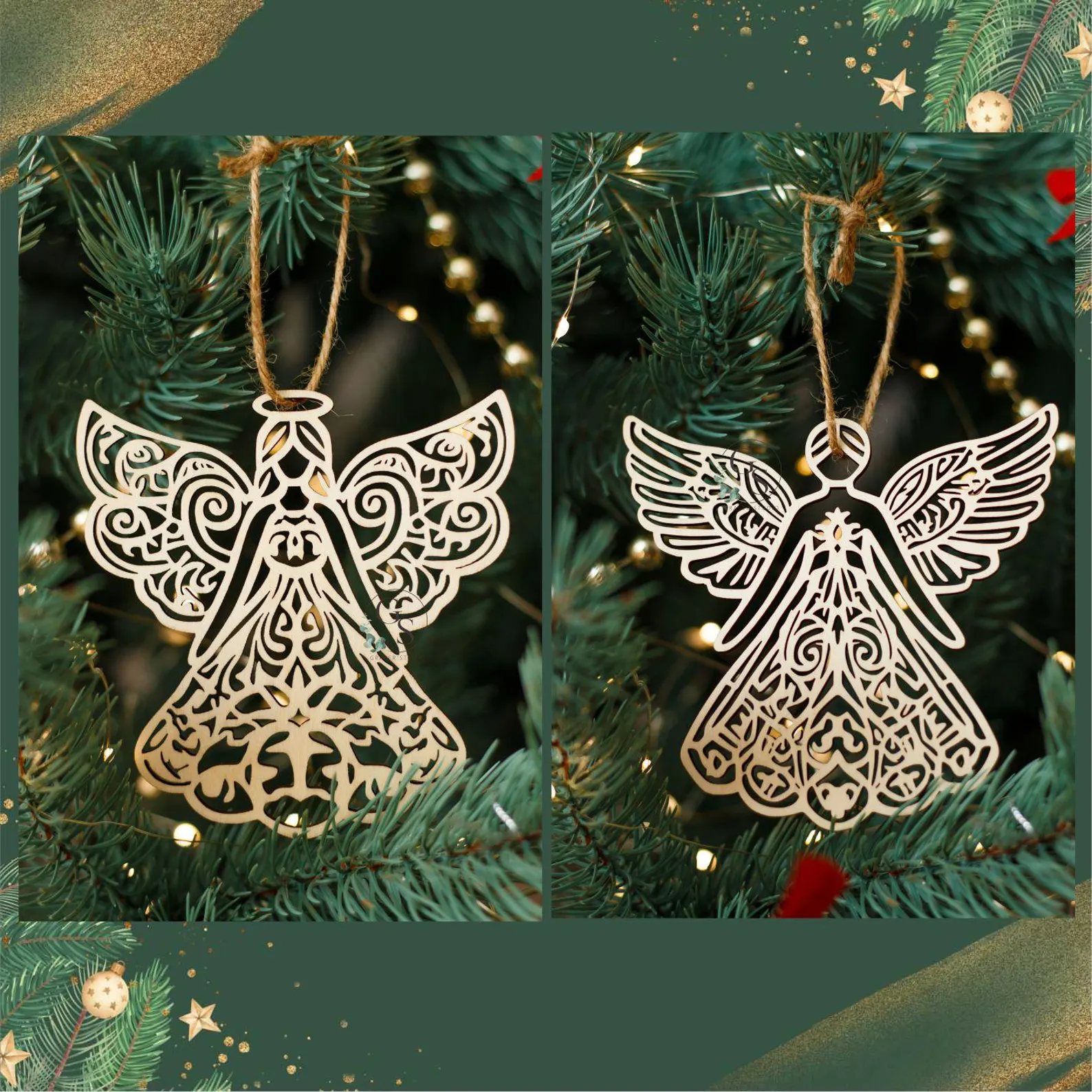 Vianočná ozdoba z dreva, 2ks