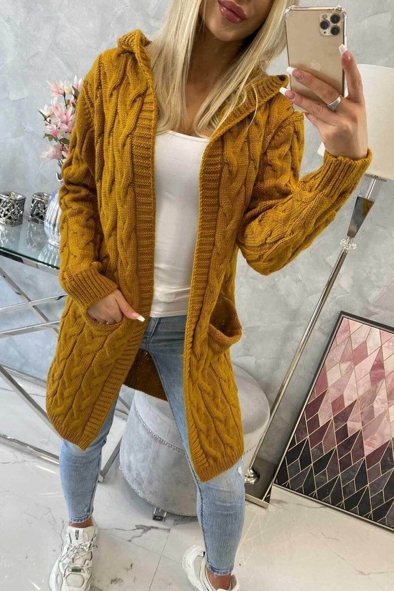 #TRENDY pletený kardigan s kapucňou 2019-24