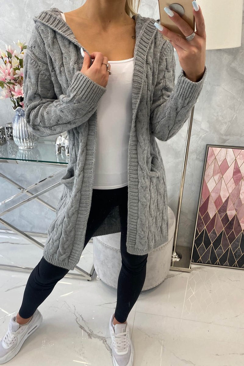 #TRENDY pletený kardigan s kapucňou 2019-24