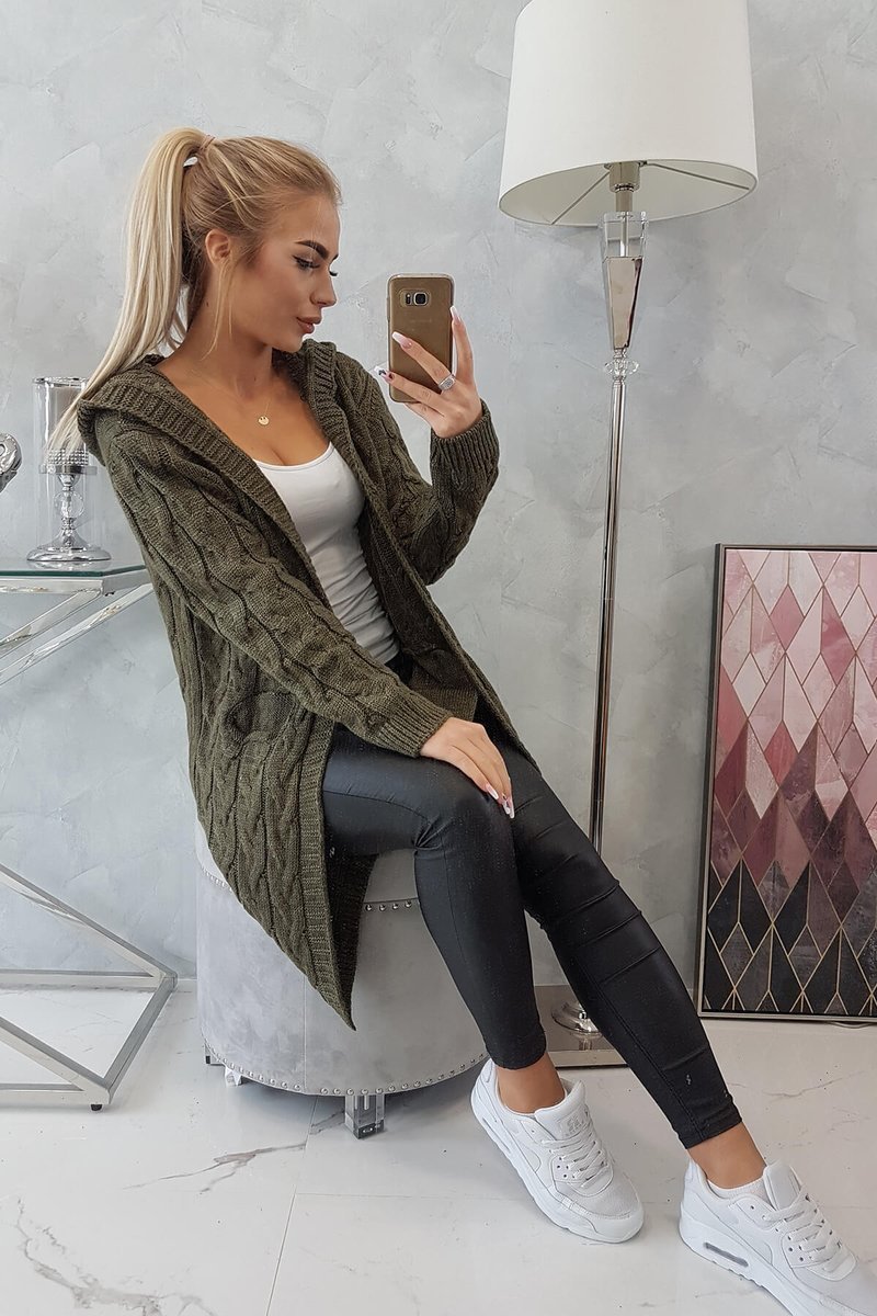 #TRENDY pletený kardigan s kapucňou 2019-24