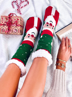 #trendy protišmykové vianočné ponožky s kožušinou